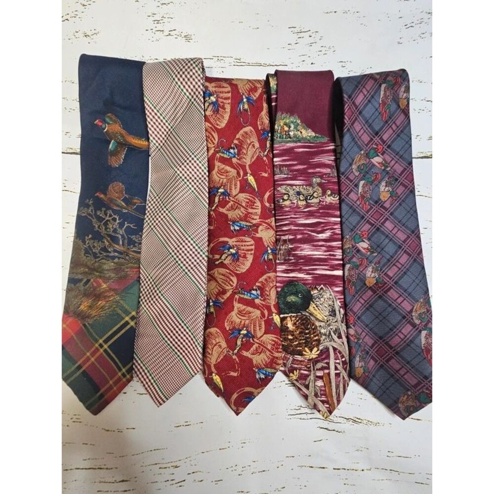 5 Men’s Sporting Neckties Polo Ralph Lauren Ducks Unlimited Hunting Fishing